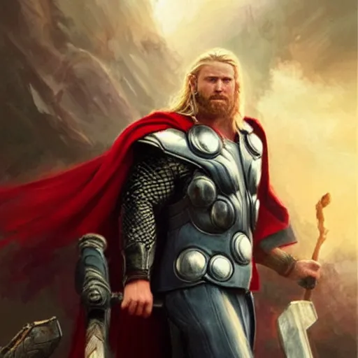 Prompt: thor, god of thunder, art by wlop