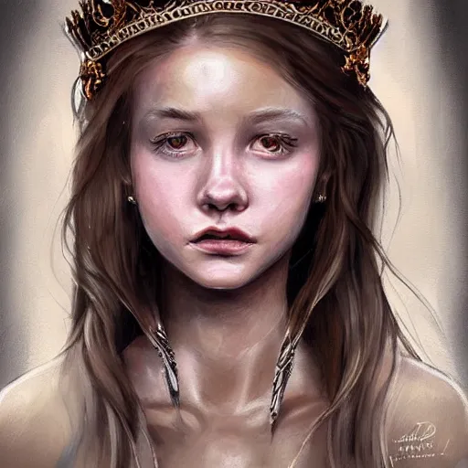 Prompt: portrait painting of a teen princess, ultra realistic, concept art, intricate details, eerie highly detailed