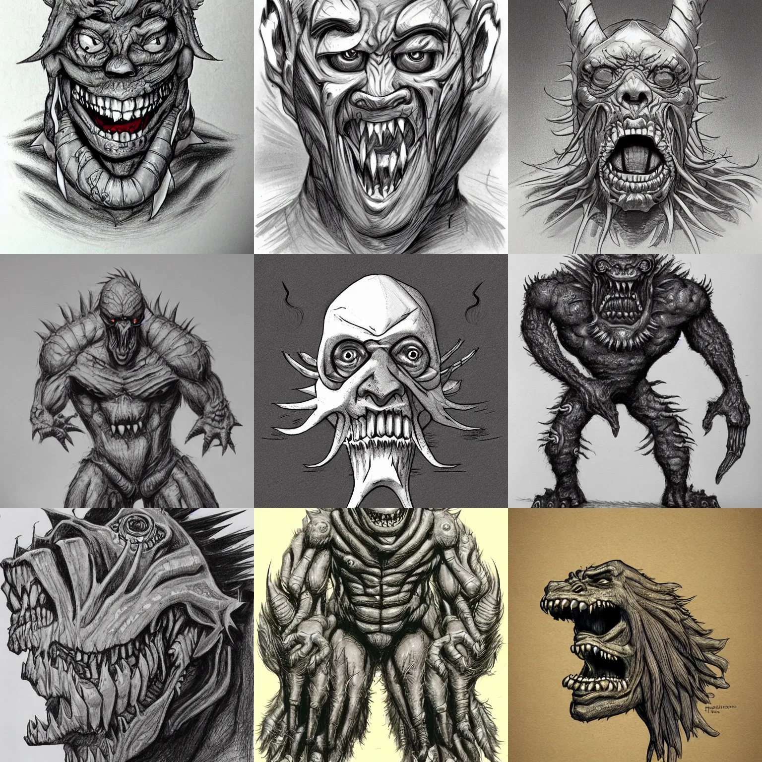 monster face drawing