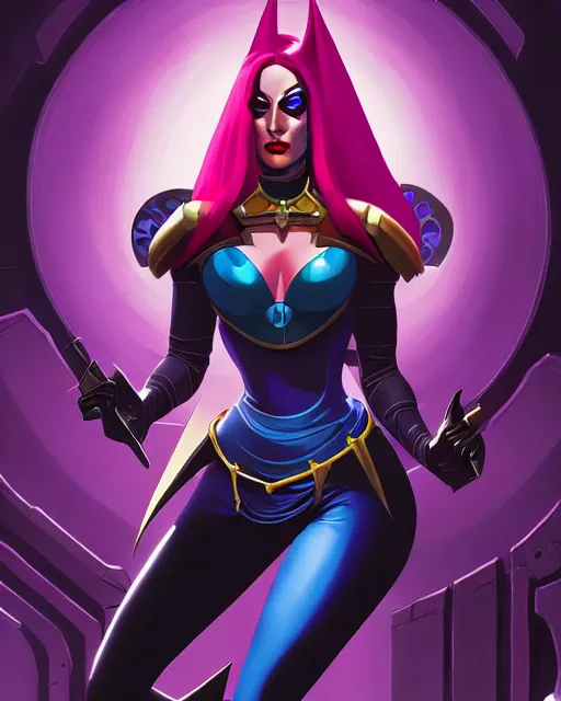 Image similar to queen machine, supervillain, villainess, pulp femme fatale, comic cover painting, masterpiece artstation. 8 k, sharp high quality artwork in style of wayne reynolds and don bluth, concept art by jack kirby, blizzard warcraft artwork, hearthstone card game artwork
