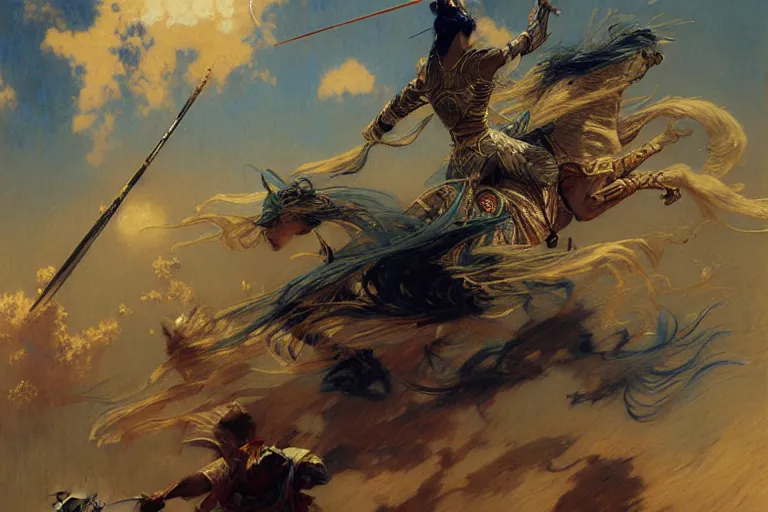 Image similar to wuxia, space, painting by gaston bussiere, craig mullins, j. c. leyendecker