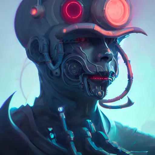 Image similar to a portrait of a cybernetic duke of hell, cyberpunk concept art by pete mohrbacher and wlop and artgerm and josan gonzalez, digital art, unreal engine 5, trending on artstation, deviantart, pinterest, rule of thirds, 4 k uhd image