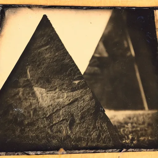 Prompt: tintype photo, upside down pyramids