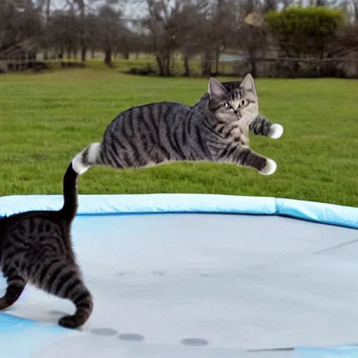 Prompt: cat jumping off a jet fueled trampoline