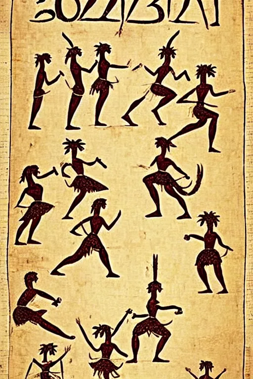 Image similar to 3000BC zumba fitness art poster on parchment