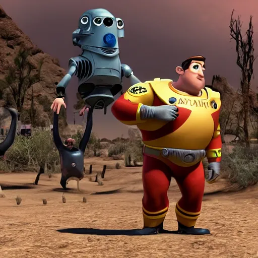 Prompt: a pixar movie about fallout new vegas