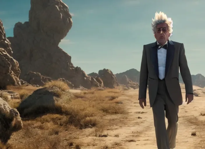 Prompt: film still of rick sanchez in the new scifi movie 4 k