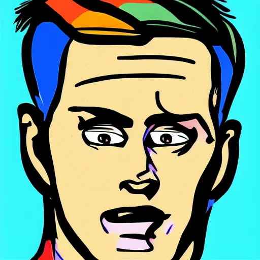 Image similar to amazing handsome male, pop art cartoon style, portait, cartton network