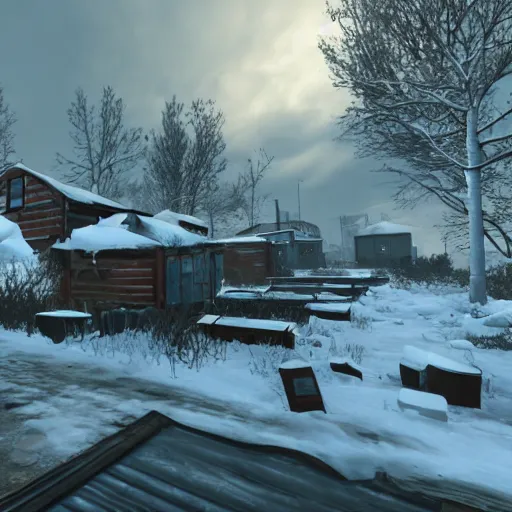 Prompt: iceland, winter in ruins post - nuclear war in fallout 4, in game screenshot