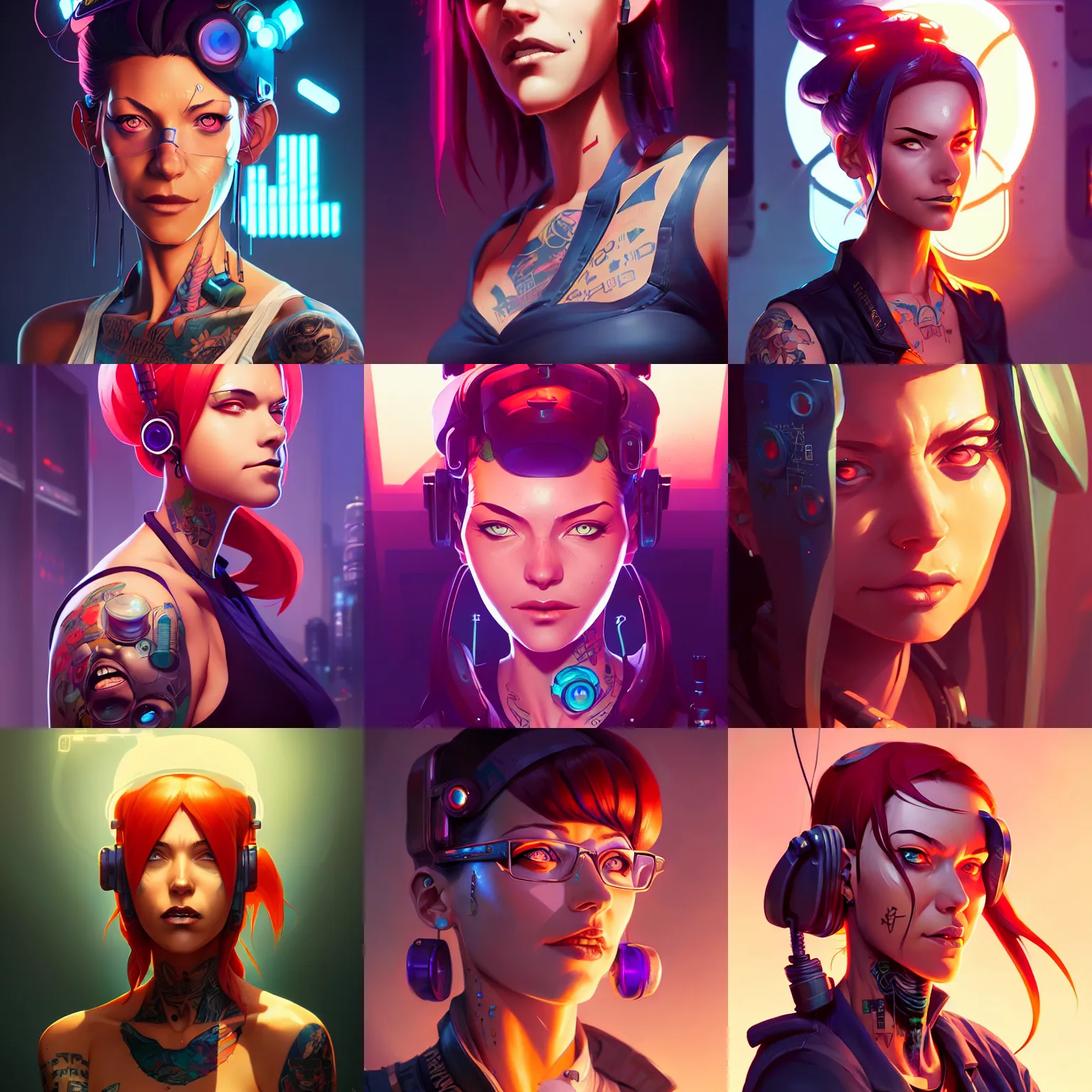 Prompt: portrait of a cyberpunk tattooed barmaid, behance hd by jesper ejsing, by rhads, makoto shinkai and lois van baarle, ilya kuvshinov, rossdraws global illumination