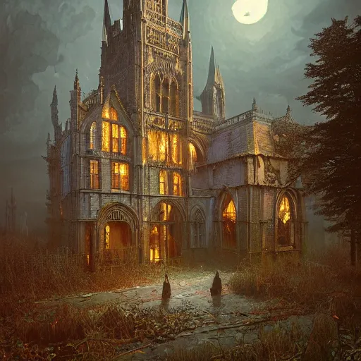 Prompt: demonic gothic victorian scenery in the style of michael whelan and stefan koidl. hyperdetailed photorealism by greg rutkowski, 1 0 8 megapixels, cinematic lighting