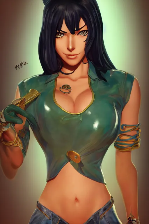 Image similar to Nico Robin in the Style of Fadingz, artstation, 4k detailed