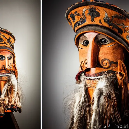 Image similar to portrait photography of tyrolean folklore masks, studio lighting, by Annie Leibovitz, fujifilm x100v, s1.4, 8k, high quality