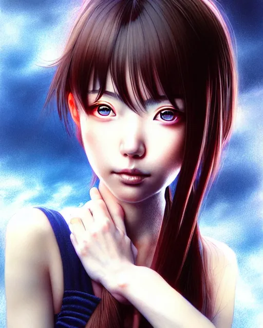 Image similar to beautiful portrait of the popular girl, by katsuhiro otomo, yoshitaka amano, nico tanigawa, and artgerm rendered with 3 d effect.