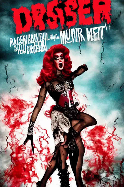 Prompt: drag queen monster post - apocalyptic horror movie poster