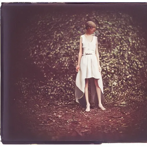 Prompt: kodak portra 4 0 0, wetplate, photo of a surreal artsy dream scene,, girl, animal, unique fashion, photographed by paolo roversi style