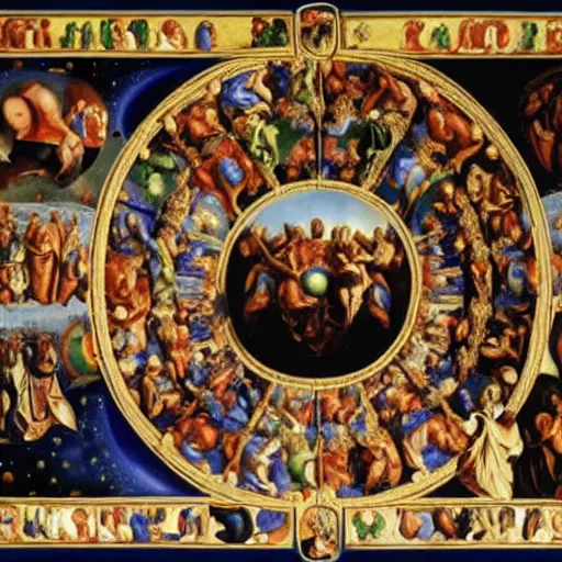 Image similar to creation of the universe by Hubert van Eyck and Jan van Eyck