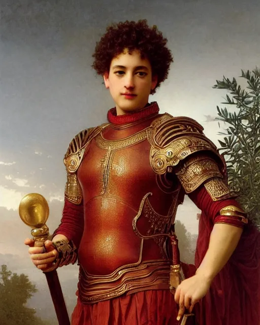 Prompt: Tom Hanks, dressed in ornate, detailed, intricate roman armor, detailed oil painting by William Adolphe Bouguereau