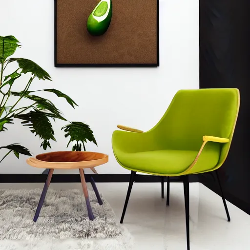 Image similar to an armchair in the shape of an avocado cinematic lightning 4k award winning artstation