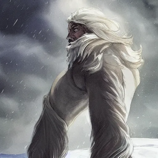 Image similar to shorter in stature than the other two ; but his long white hair, his sweeping silver beard, and his broad shoulders, made him look like some wise king of ancient legend. in his aged face under great snowy brows his eyes were set like coals that could suddenly burst into fire