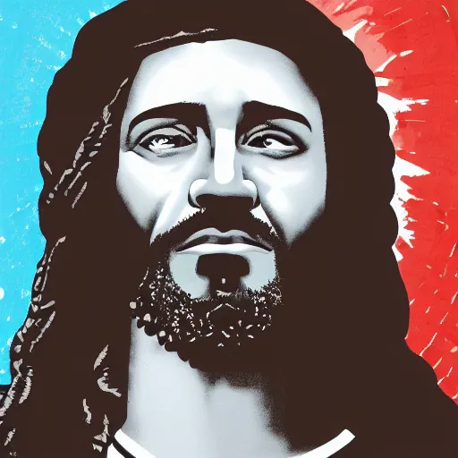 Image similar to Medium shot photograph of Jesus as a rapper, 4k, ultra HD