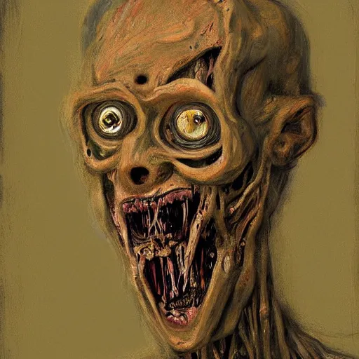 Image similar to digital art of a terrifying body horror humanoid creature painted by james ensor goya, trevor henderson and tyedied