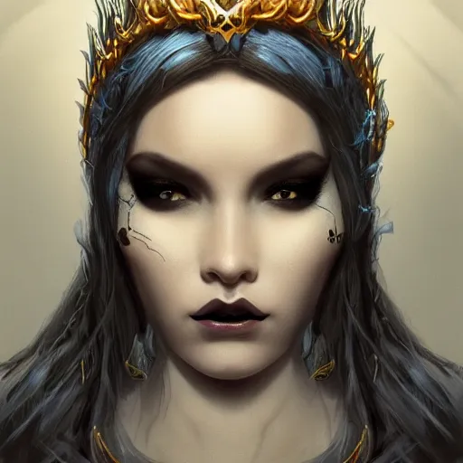 Image similar to dark queen of snakes, crown of snakes, blue skin, realism, dark fantasy, cgsociety, artstation