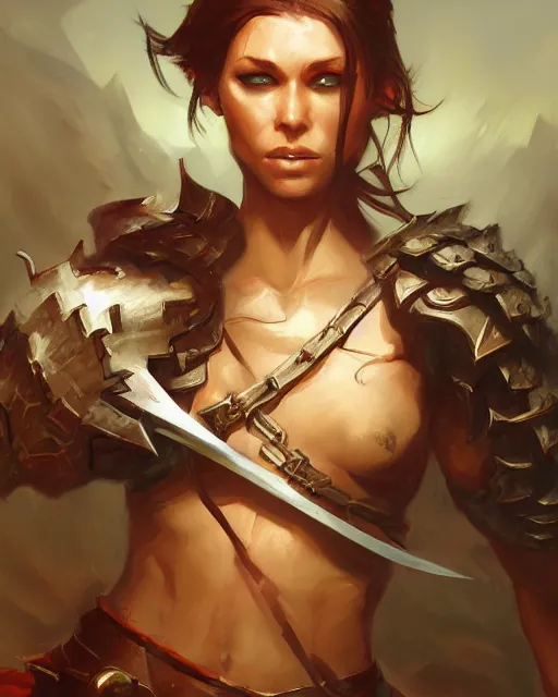 Image similar to Oil painting of a human warrior, fantasy character art, D&D, Magic The Gathering, by Charlie Bowater, Craig Mullins, centered, 8k, sharp focus