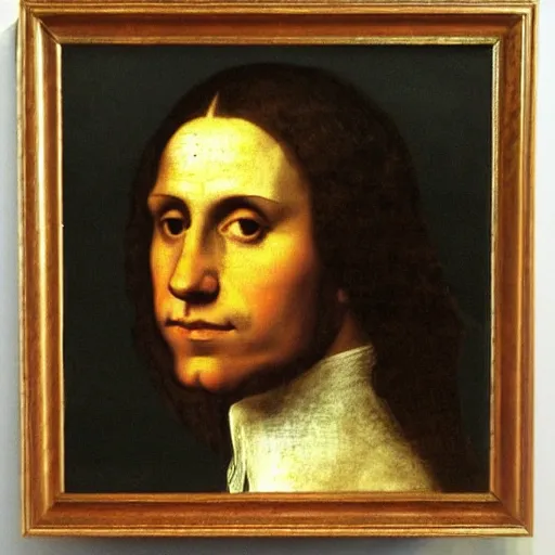 Image similar to portrait of barack obama president of the usa, short hair. painting by leonardo da vinci