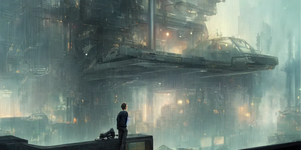 Image similar to a detailed illustration of Mark Zuckerberg against the background of 1984 city with cinders and acid rain in a gloomy sky, artstation, by Peter Mohrbacher, Art Nouveau, sophisticated, depth of field,Unreal engine, dystopia, anti-utopia, post processing, nostalgic melancholic artwork, intricate