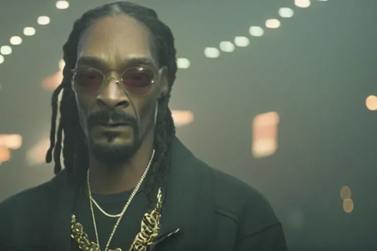 Prompt: movie screenshot of snoop dogg in blade runner 2049 4k