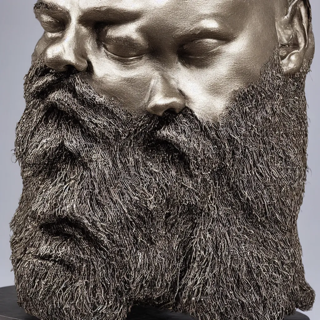 Image similar to matt wilson metal sculpture of a bearded man