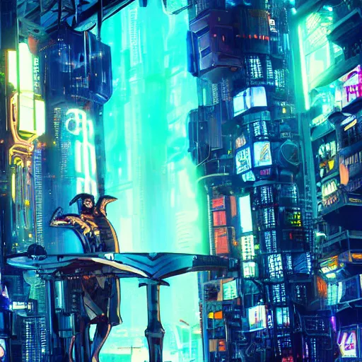 Image similar to photo of hercules in a cyberpunk setting