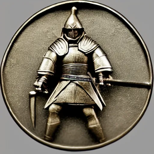 Image similar to medieval coin warrior, 4 k, studio lighting, flickr