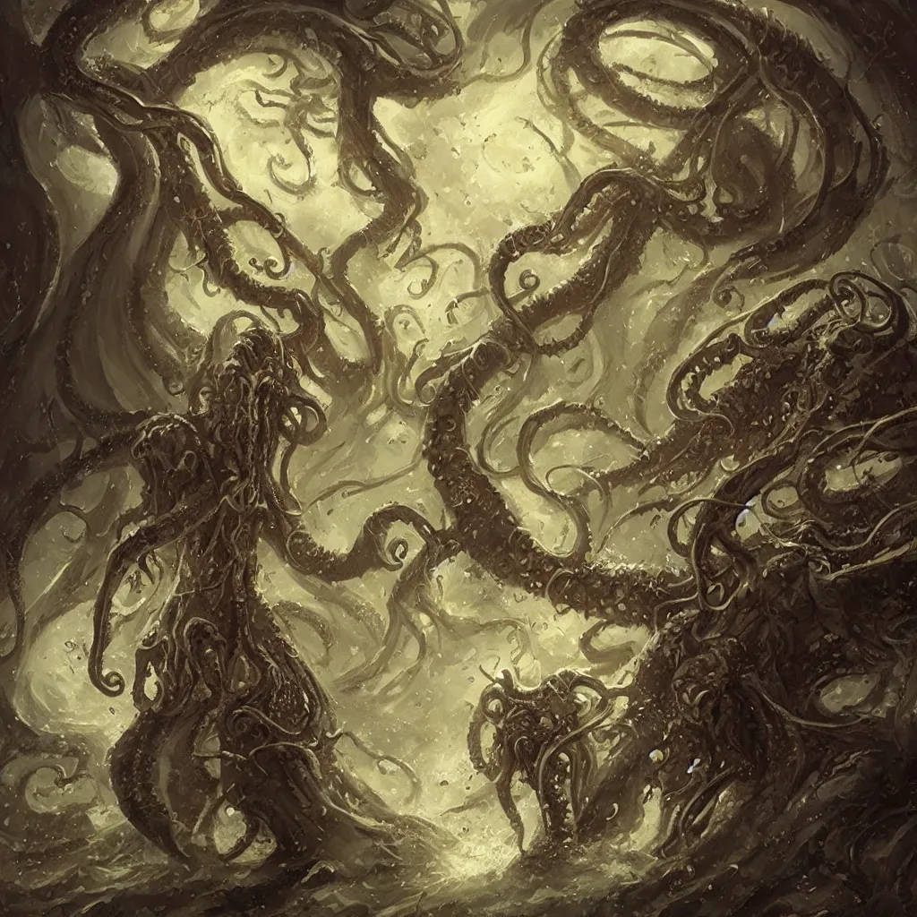 Prompt: a diary in the style of cthulhu, tales of legendia, tentacle, style of howard phillips lovecraft, andree wallin