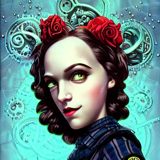 Image similar to Lofi Lovecraft Lovecraftian BioShock portrait Pixar style by Tristan Eaton Stanley Artgerm and Tom Bagshaw