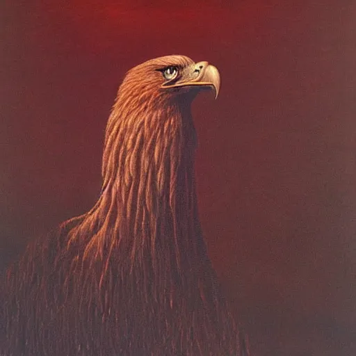 Image similar to eagle by Zdzisław Beksiński, oil on canvas