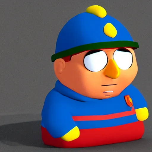 Image similar to eric cartman, low - poly 3 d model, rendered in octane, ambient occlusion