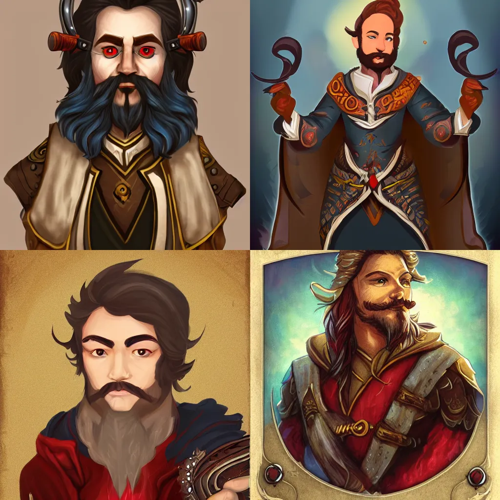 Bard character portrait for dnd, red eyes, fiery wings | Stable ...