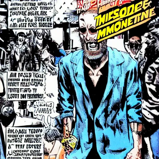 Image similar to ripped physique telekinesis alan moore disguised as a mosquito whilst wearing a denim jacket transmetropolitan neal adams darick robertson dave gibbons staedtler