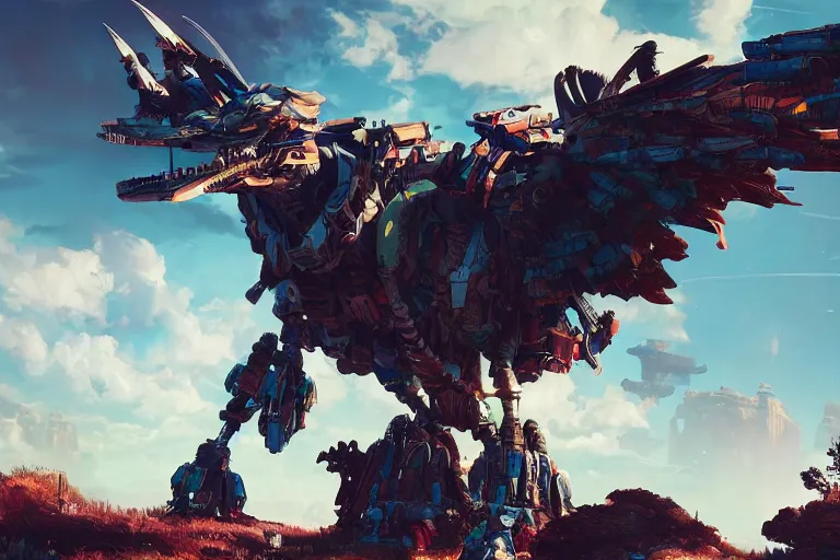 Image similar to stormbird machine mecanical creature robot of horizon forbidden west horizon zero dawn bioluminiscence global illumination ray tracing hdr fanart arstation by ian pesty and alena aenami artworks in 4 k