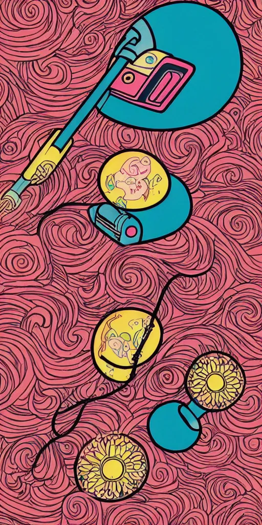 Prompt: a Kirby vacuum cleaner in the style of Audrey kawasaki