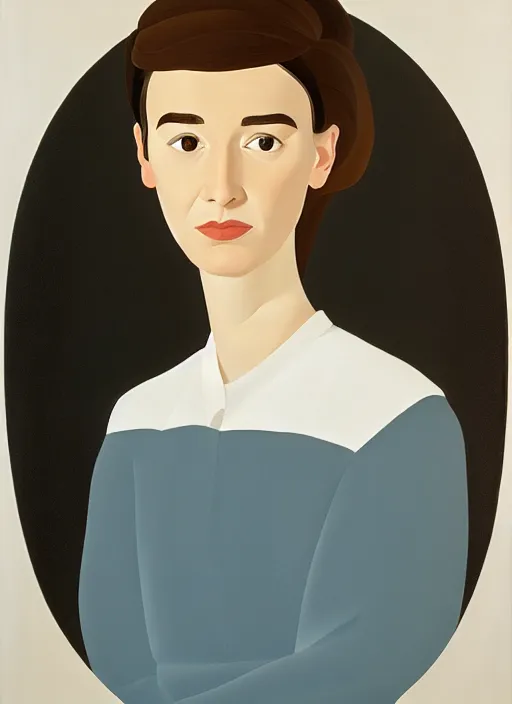 Image similar to a portrait of a pretty young lady by alex katz