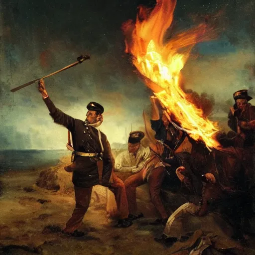Prompt: american captain play in fire