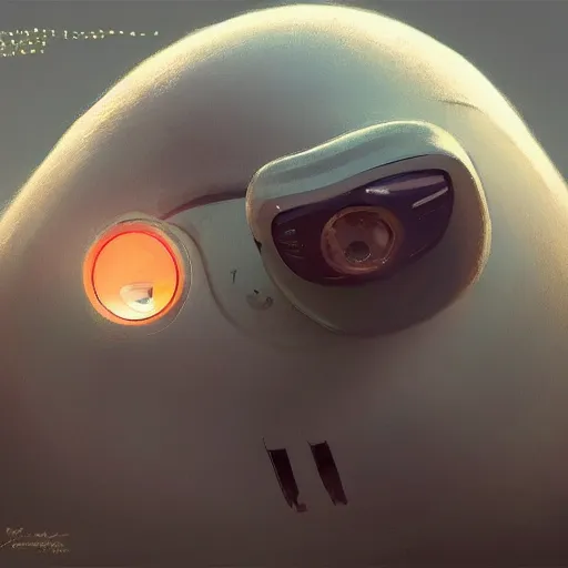 Prompt: a mechanical robot with camera lens eyes in the shape of a cute fat obese animal person bot with a round belly and digital distortion around it, intricate, highly detailed, artstation, concept art, smooth, sharp focus, art by artgerm and greg rutkowski