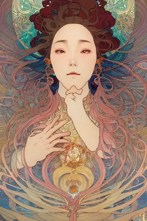 Image similar to a beautiful hyperdetailed character design 4 k wallpaper illustration of phoenix, victo ngai style, alfons mucha ， from china, style of studio ghibli, denoise, deblurring, artgerm, xision, james jean, ross tran, chinese style