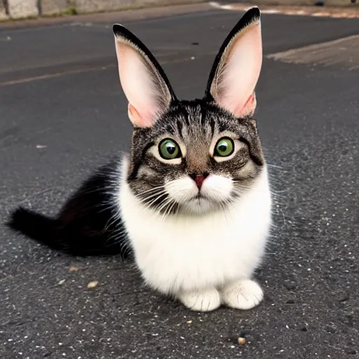 Image similar to half cat half bunny