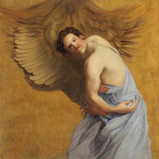 Image similar to a portrait of antal rogán in the style of The Fallen Angel (1847) painting by Alexandre Cabanel