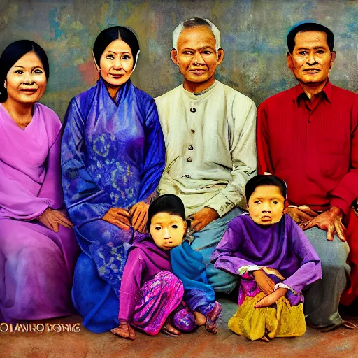 Prompt: an indonesian family portrait, painterly, high resolution, 4 k hd