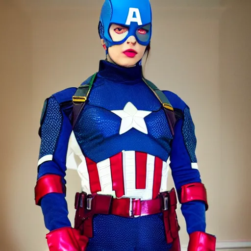 Prompt: billie ellish as captain america